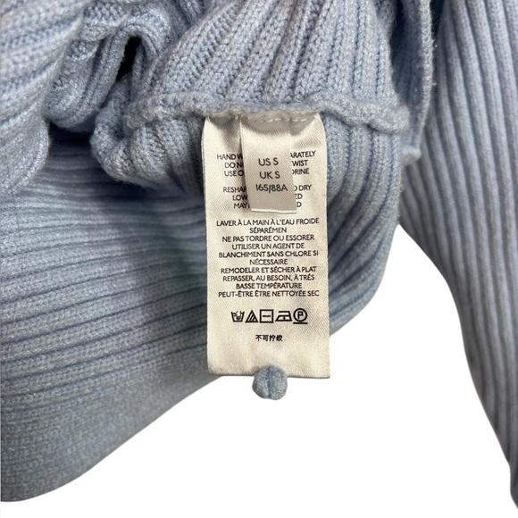 Anthropologie Kendall Cropped Ribbed Knit Boat Neck Blue Sweater Small - Picture 6 of 11